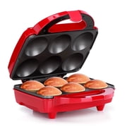 Holstein Housewares Non-Stick Cupcake Maker, Red - Makes 6 Full Size Cupcakes, Muffins, Cinnamon Buns - Birthdays, Holidays, and More, 800W