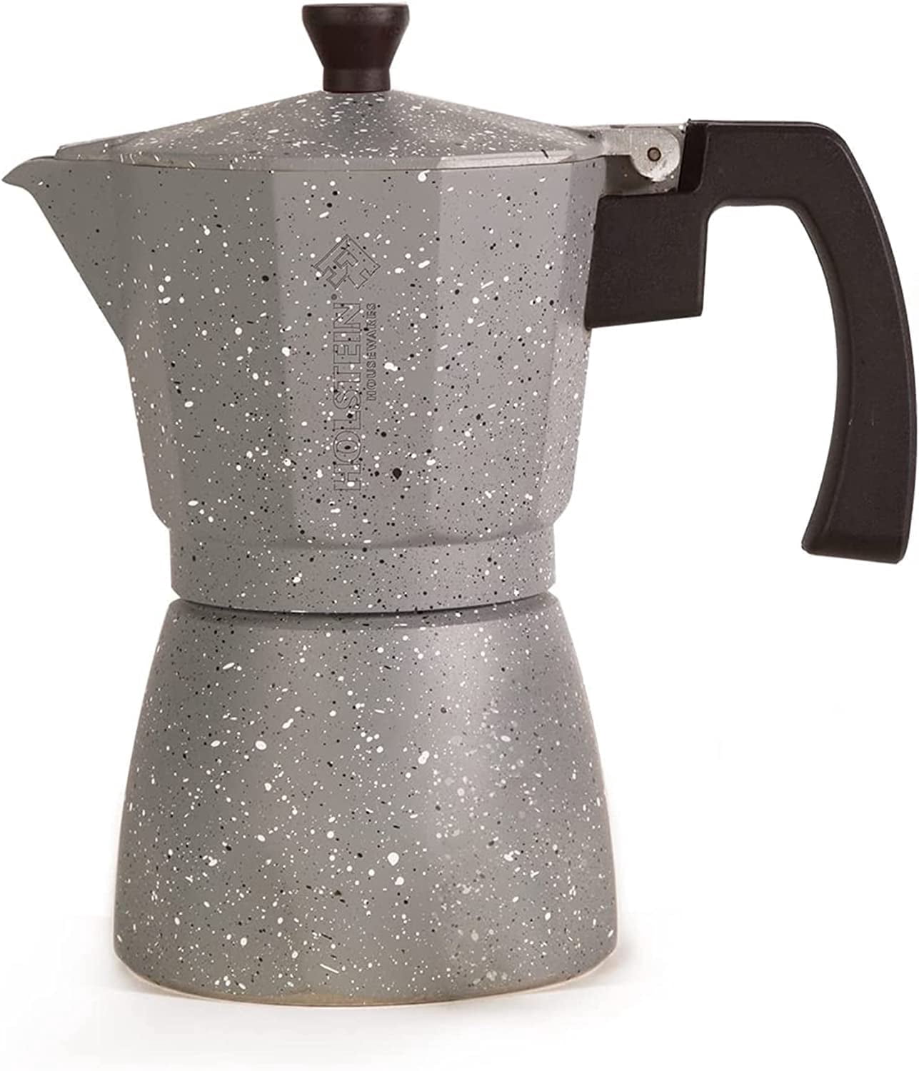 Holstein Housewares 6 Cup Aluminum Stovetop Espresso Maker- Greca - Great Tasting Traditional Espresso Coffee, Italian and Cuban Café Brewing in Minutes, Silver
