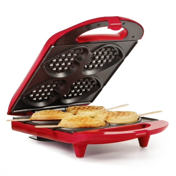 Holstein Housewares 4-Section Heart Shaped Waffle Maker, Red