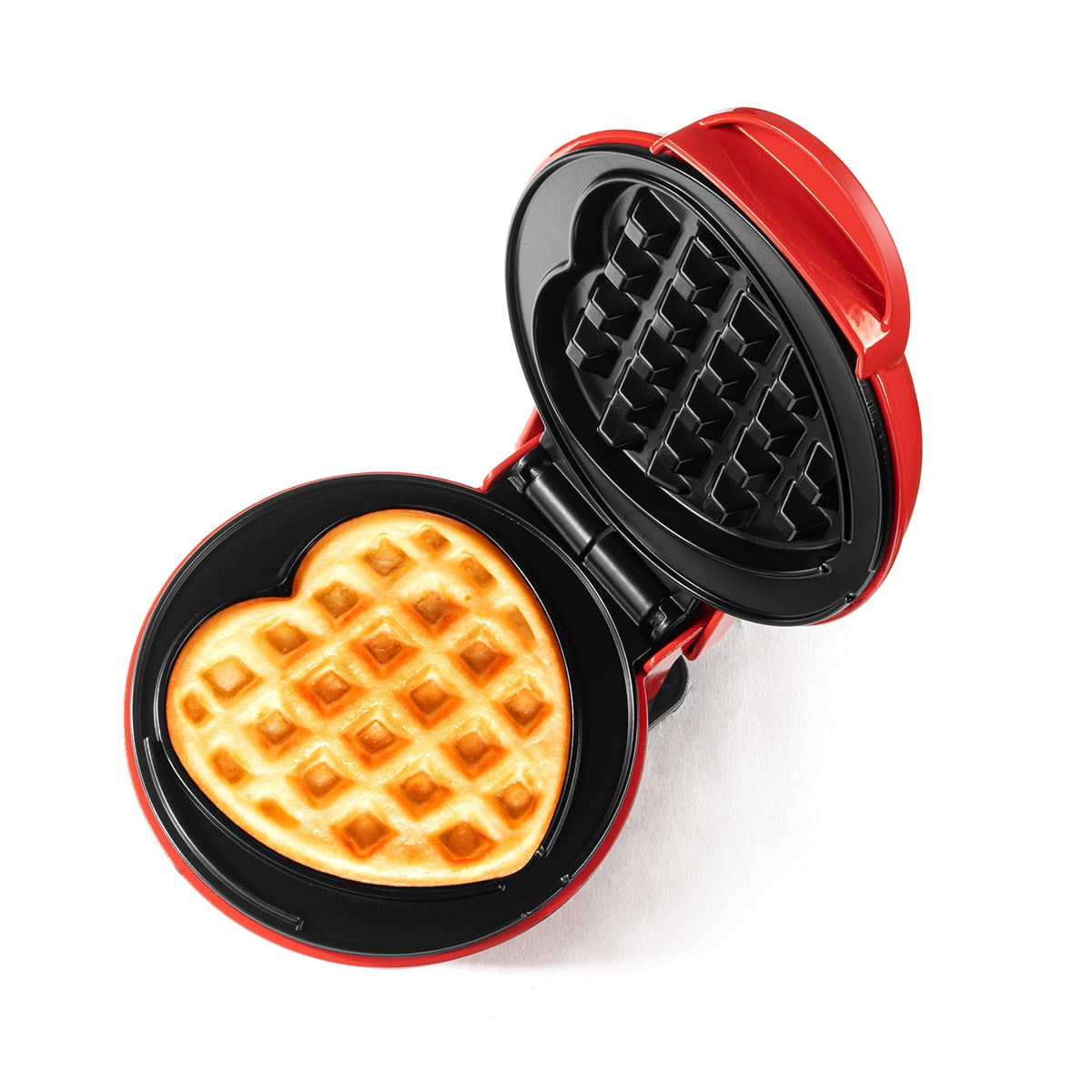 Holstein Housewares Personal NonStick Heart Waffle Maker, Red 4inch