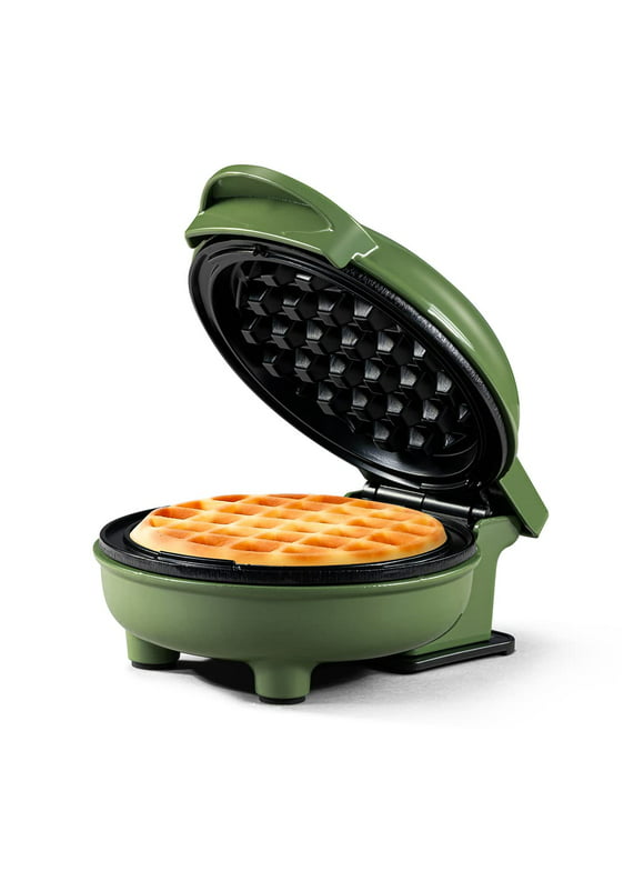 Holstein Housewares Personal Non-Stick Waffle Maker, Green - 4-inch Waffles in Minutes