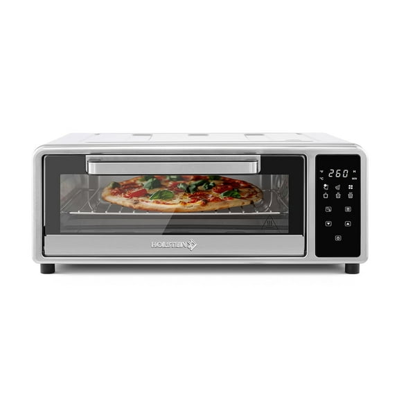 Holstein Housewares Pizza Air Fryer Oven 600F 12-Inch Countertop Convection Oven with Air Fryer, Bake, Toast, and Broil Functions, 1700W, Compact Design for Quick Meals, Stainless Steel