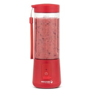 Holstein Housewares Red USB Portable Blender, 16oz, Rechargeable with Type-C Charging, Spill-Proof Lid