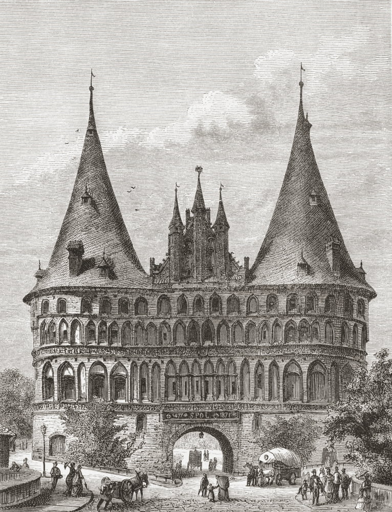 The Holsten Gate Lubeck Germany In The 19Th Century From Pictures From The German Fatherland Published C1880 Canvas Art - Ken Welsh Design Pics (13 x 17)