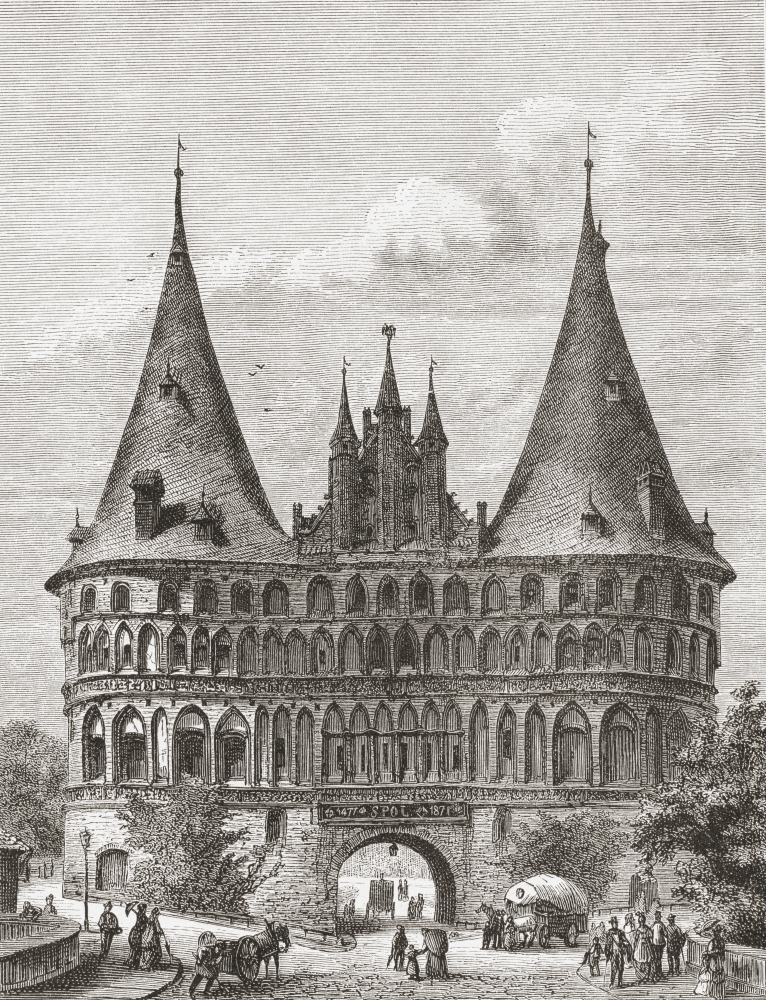 The Holsten Gate Lubeck Germany In The 19Th Century From Pictures From The German Fatherland Published C1880 Canvas Art - Ken Welsh Design Pics (26 x 34)