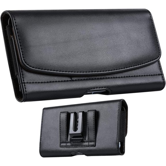 Holster for 16 pro 15 pro 14 Pro, 13 Pro, 16 15 14, Galaxy S22+, S22,S21 FE, S20, Leather Belt Clip Case with Belt Loop Cell Phone Belt Holder Pouch Cover for Man-Black