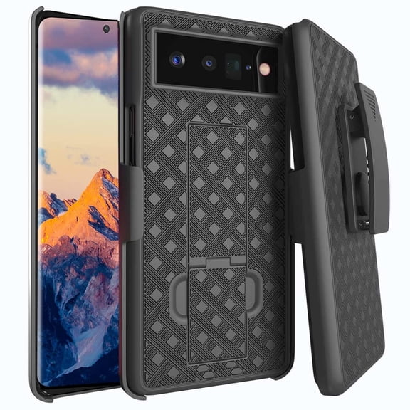 Holster Case Belt Clip for Google Pixel 6 Phones - Swivel Cover Kickstand Armor Combo Drop-Proof  Compatible With Pixel 6 Models