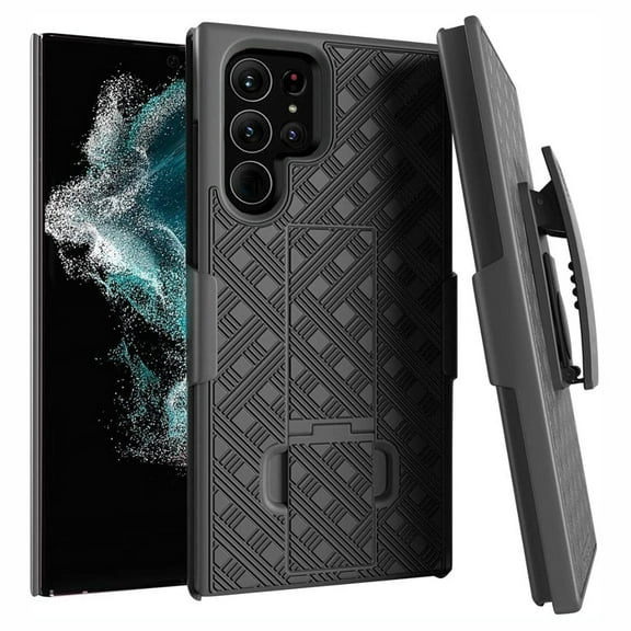 Holster Case Belt Clip for Samsung Galaxy S22 Ultra - Swivel Cover Kickstand Armor Combo Drop-Proof A9P fits Samsung Galaxy S22 Ultra