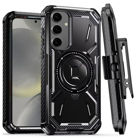 Holster Case Belt Clip for Samsung Galaxy S24 Plus - Swivel MagSafe Metal Ring Cover Kickstand Armor Combo