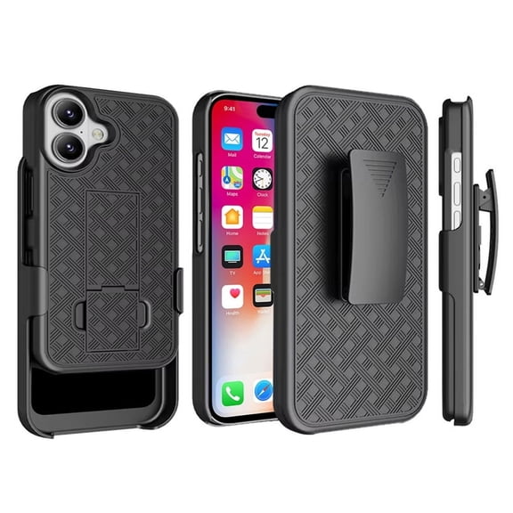 Holster Case Belt Clip for iPhone 16 Plus - Swivel Cover Kickstand Armor Combo for iPhone 16 Plus
