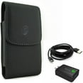 thumbnail image 1 of Holster Leather Case Belt Clip w 6ft USB Cable 18W Fast Home Charger for Motorola Moto Z2 Force Z Force Droid, Revvlry Plus, G7 - OnePlus 6T, 6 - Razer Phone 2 - Samsung Galaxy S9 Plus, 1 of 11
