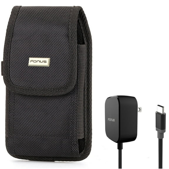 Holster Rugged Case Belt Clip with 5ft Long 15W Fast Home Charger for Samsung Galaxy Note 20 Ultra 10 Plus S21 FE 5G A9 A73 5G A72 5G A71 5G A70 A53 5G A52 5G A51 5G A50 A42 5G A33 5G A32 5G