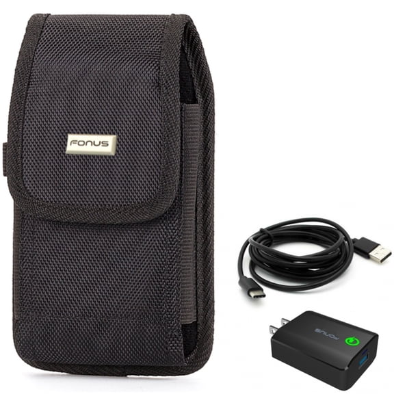 Holster Rugged Case Belt Clip with 6ft USB Cable 18W Fast Home Charger for Samsung Galaxy Note 8 20 Ultra 10 Plus S21 FE 5G A9 A73 5G A72 5G A71 5G A70 A53 5G A52 5G A51 5G A50 A42 5G A33 5G