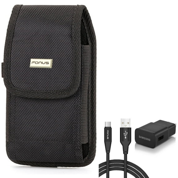 Case Belt Clip & Fast Home Charger for Samsung Galaxy S24 Ultra/Plus - Rugged Holster Canvas Cover, Type-C 6ft USB Cable Quick Power for Galaxy S24 Ultra/Plus