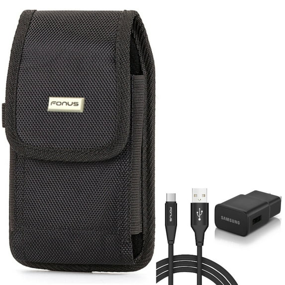 Holster Rugged Case Belt Clip with 6ft USB Cable Type-C Fast Home Charger for Samsung Galaxy XCover Pro S9 Plus S8 Plus S22 Ultra S21 Ultra S20 Ultra Plus S10 Plus FieldPro Fan Edition 5G