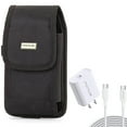 thumbnail image 1 of Holster Rugged Case Belt Clip w 10ft Long Cable Fast Type-C 18W PD Home Charger for Motorola Moto G Power (2021) (2020) Play (2021) Fast, One 5G Ace, Edge Plus (2022) (2021) - Nokia G20, 3.1, 1 of 12