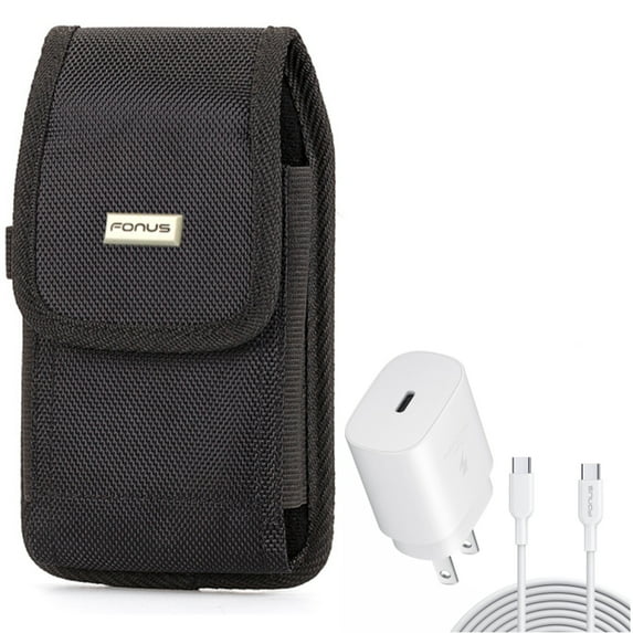 Holster Rugged Case Belt Clip w 10ft USB-C Cable PD Type-C 25W Fast Home Charger for Motorola Moto G7 Power G Power (2022) (2021) (2020) Play (2021) Fast, One 5G Ace, Edge Plus (2022) (2021)
