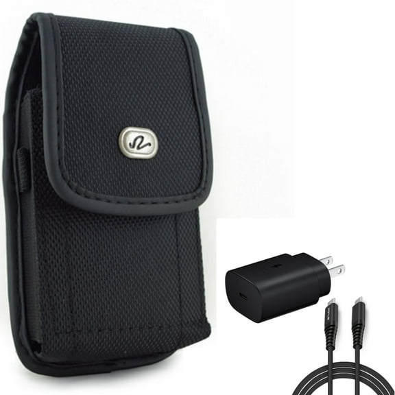 Holster Rugged Case Belt Clip w 6ft USB-C Cable PD Type-C 25W Fast Home Charger for OnePlus 7T, 6T, 6, 9, 8T Plus - Razer Phone 2 - Samsung Galaxy XCover Pro S9 Plus S8 Plus S22 Plus S10 Plus