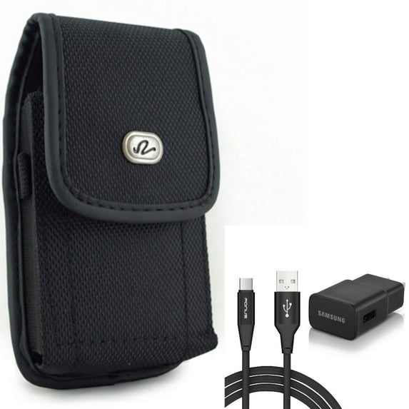 Holster Rugged Case Belt Clip w 6ft USB Cable Type-C Fast Home Charger for Motorola Moto Z2 Play Force Z Force Droid, Revvlry Plus, G7 G Stylus Power (2020) - OnePlus 7T, 6T, 6, 9, 8T Plus