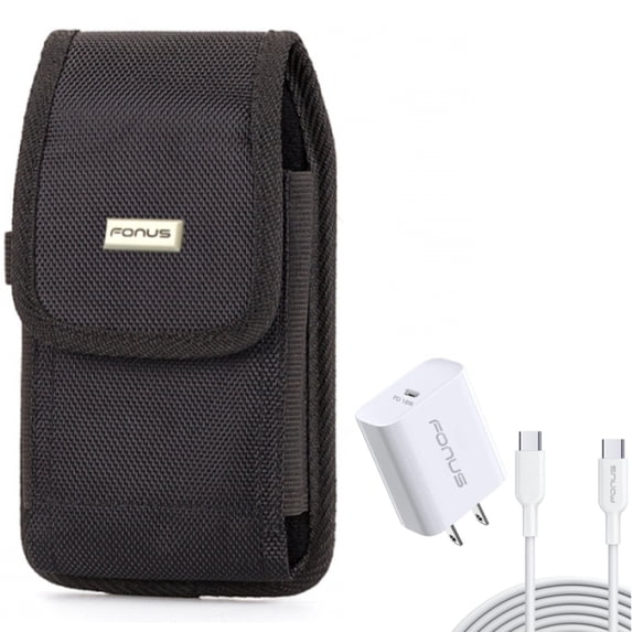 Holster Swivel Case Belt Clip w 10ft Long Cable Fast Type-C 18W PD Home Charger for LG Premier Pro Plus (L455DL), V50 ThinQ 5G, G8X ThinQ, G7 ThinQ, Stylo 5 4 Plus, K92 5G, Harmony 4