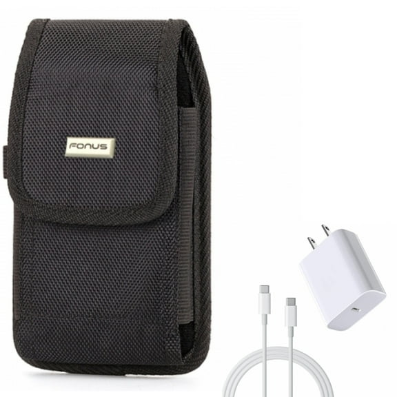 Holster Swivel Case Belt Clip w 6ft USB-C Cable PD Type-C 18W Fast Home Charger for Motorola One Zoom, Moto Z4 Z3 Play Z2 Play Force Z Force Droid, Revvlry Plus, Edge Plus, G7 G6 G Stylus