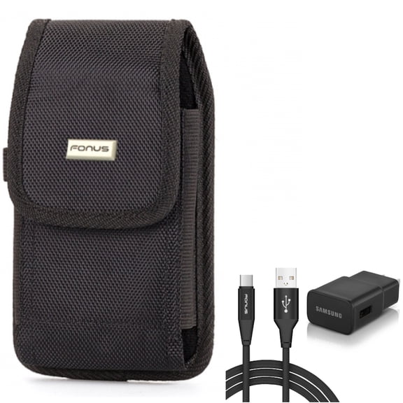 Holster Swivel Case Belt Clip w 6ft USB Cable Type-C Fast Home Charger for Motorola One Zoom, Moto Z4 Z3 Play Z2 Play Force Z Force Droid, Revvlry Plus, Edge Plus, G7 G6 G Stylus Power (2021)