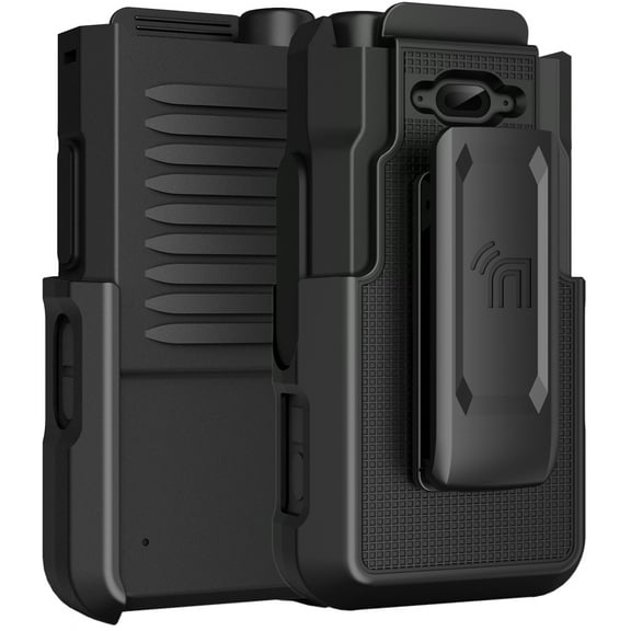 Holster for Siyata SD7 Radio, Nakedcellphone [Rotating/Ratchet] Belt Clip Holder Case with Secure Latch - Black