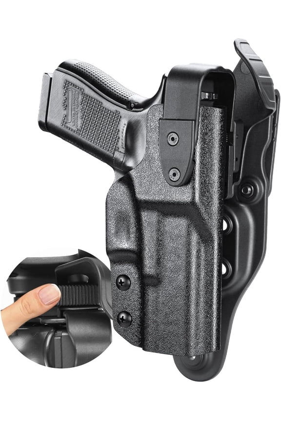 Holster w/Hook Guard & Rotating Hood For Glock 19/G26 Gen3-5, G19X/G44/G45, G27/G31/G32/G33 Gen 3-4