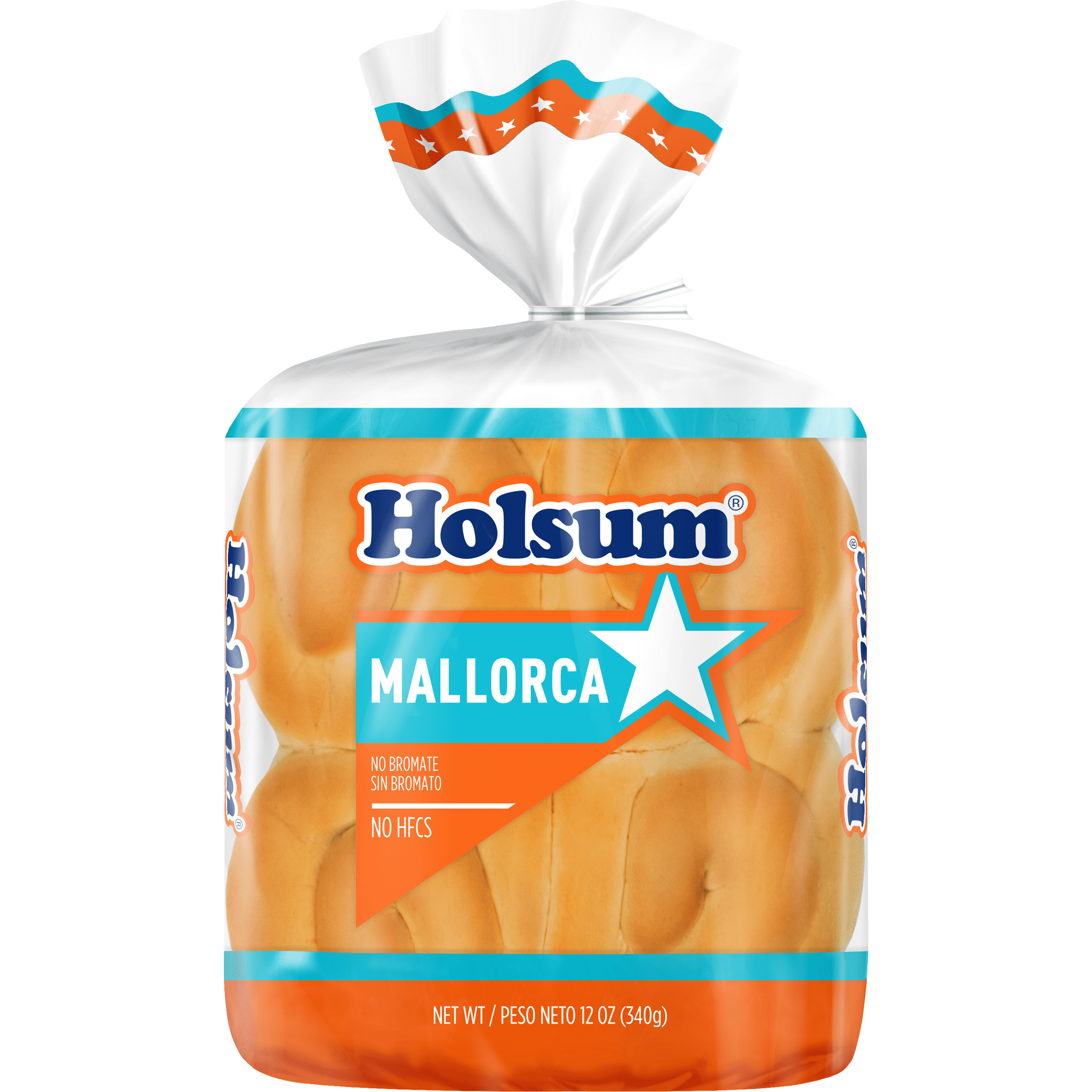 Holsum, Mallorca Bun with Sugar Pack, 12oz, 4 Count, Regular Size, Shelf Stable, Bag