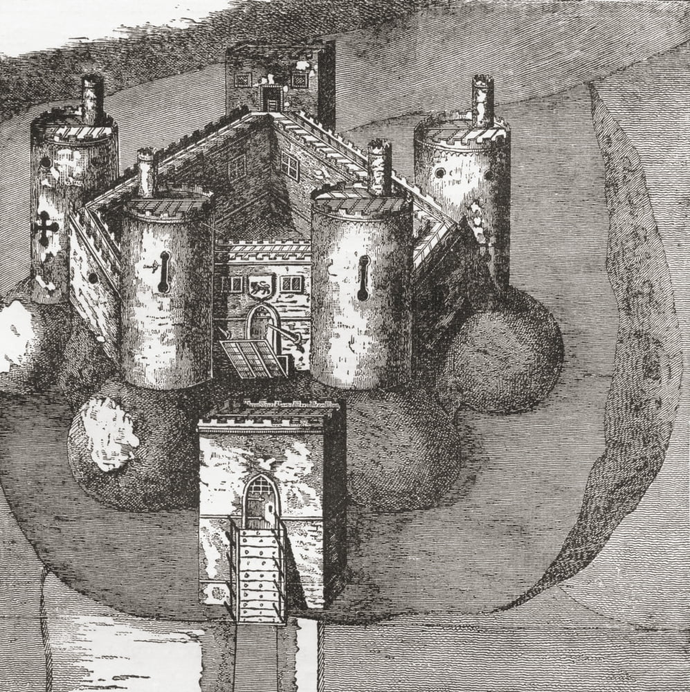 Holt Castle Holt Wrexham Borough Wales In 1610 From Our Own Country Published 1898 Canvas Art - Ken Welsh Design Pics (24 x 24)