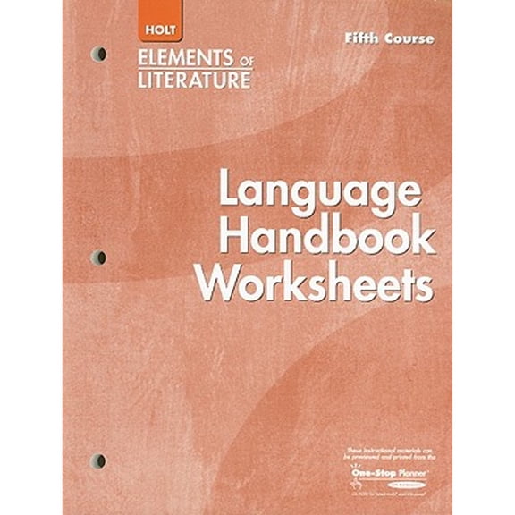 Pre-Owned Holt Elements of Literature: Essentials of American Literature Language Handbook Worksheets, Fifth Course: Additional Practice in Grammar, Usage, and (Paperback) 0030739241 9780030739248
