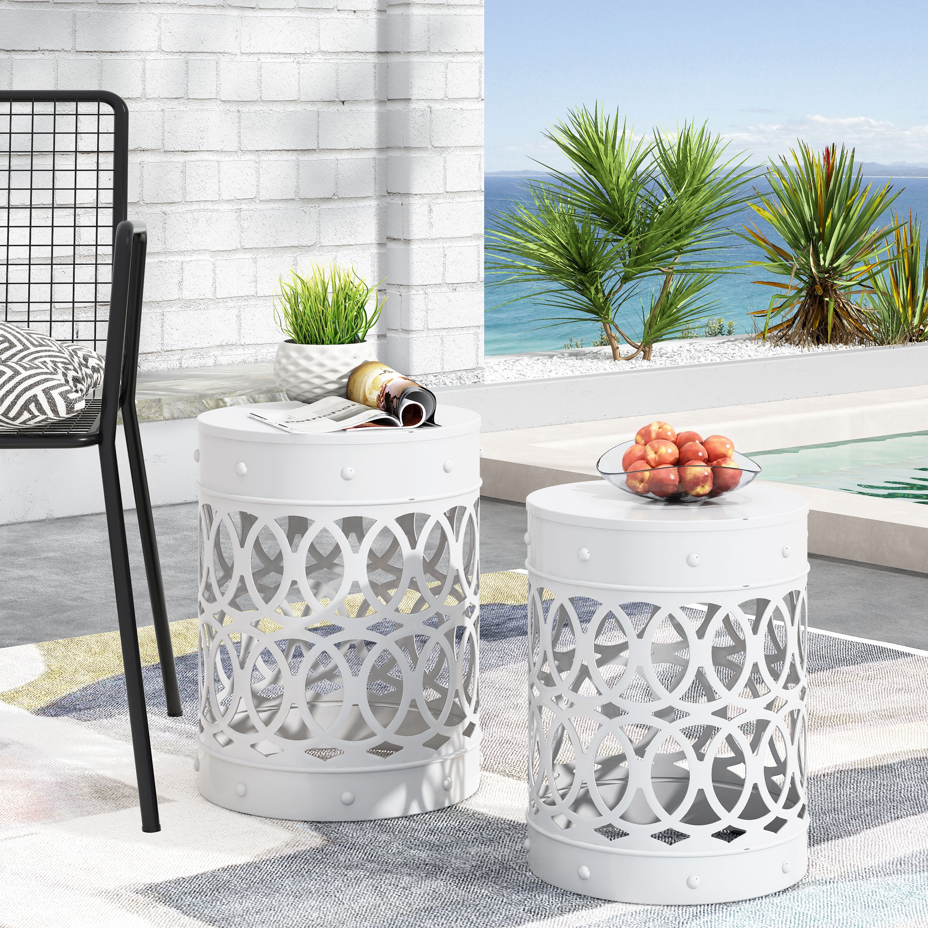 Free Shipping! Holt Metal Outdoor Side Tables, Set of 2 Free Shipping! Holt Metal Outdoor Side Tables, Set of 2