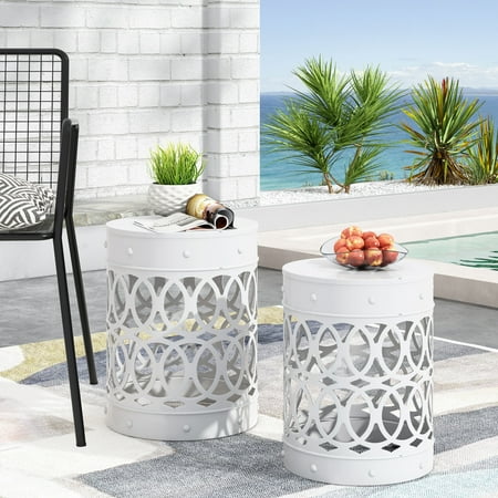 Holt Metal Outdoor Side Tables, Set of 2, White