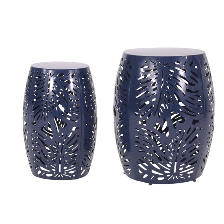 Holt Outdoor Metal Side Tables, Set of 2, Navy Blue