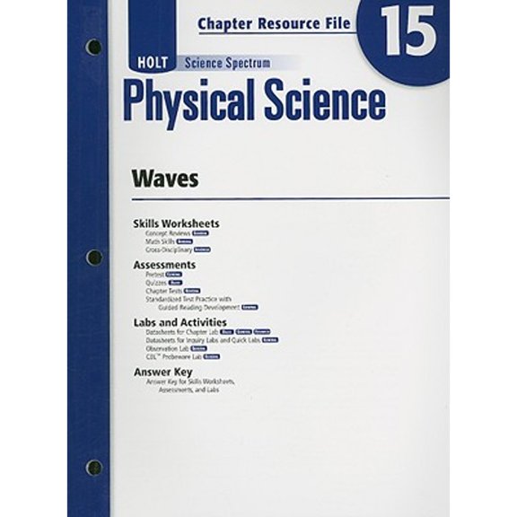 Pre-Owned Holt Science Spectrum: Physical Chapter 15 Resource File: Waves (Paperback 9780030936029) by Rinehart & Winston (Creator)
