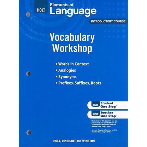 Pre-Owned Elements of Language, Grade 6 Vocabulary Workshop: Holt Traditions Vocabulary Workshop Introductory Course (Vocab Workshop 2009) (Paperback) 0030994780 9780030994784