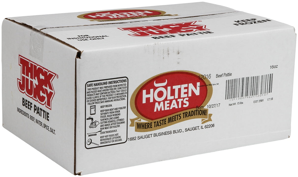 Holten 80/20 Thick N Juicy Beef Patties, 16 Ounce 15 per case.
