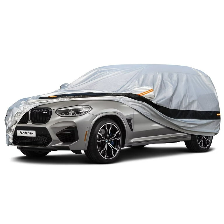 Holthly SUV Car Cover Waterproof All Weather for Automobiles,B9-Fit SUV  Length 181 to190 inch,Silver 