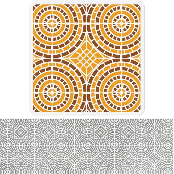 Holtz Mosaic Stencil for Painting 11.8"x 11.8" Reusable Geometric Circle Stencil Drawing Template DIY Craft Paint Template for Wall Home Decor Wood Burning Card Journal Canvas Tile