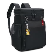 Holuxer Insulated Backpack Cooler Bags, 30L Waterproof Leakproof Soft Coolers, Large Expandable Lunch Back Pack, Heavy Duty Cooler Backpacks Rucksack, Portable Lunch Bag for Men/Women, Camping, Black