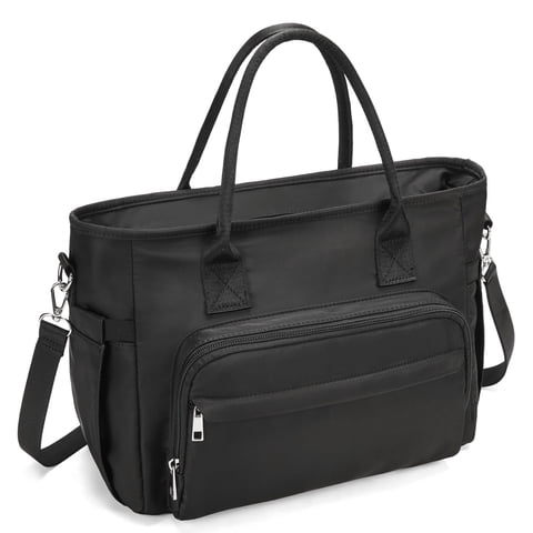 Holuxer Insulated Lunch Bag for Women, Fashion Handbag Lunch Tote Box, Reusable Thermal Cooler Bags with Shoulder Strap, Leakproof Storage Pockets for Working Shopping Picnic 12L, Black