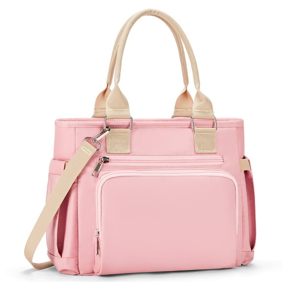 Holuxer Insulated Lunch Tote Bags for Women, Large Fashion Messenger Crossbody Shoulder Bag, Simple Ladies Cooler Purse Portable Leakproof Lunchbox Handbags for Work/Picnic (Pink 12L)