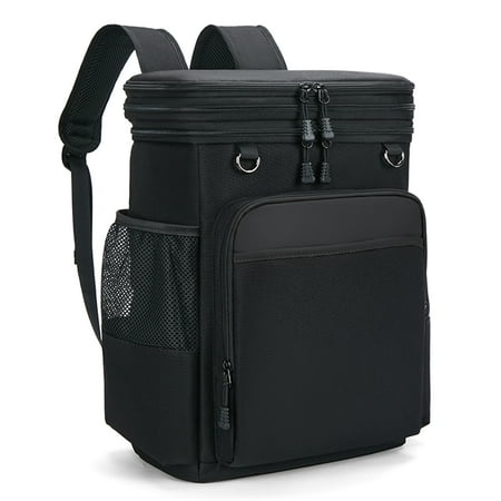 holuxer Large Backpack Cooler for Men/Women, 30L Waterproof Leakproof Soft Cooler Backpacks, Expandable Lunch Back Pack, Heavy Duty Coolers Bags Rucksack, Portable Lunch Bag for Travel, Black