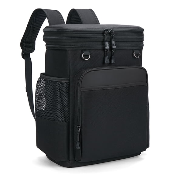 Holuxer Large Backpack Cooler for Men/Women, 30L Waterproof Leakproof Soft Cooler Backpacks, Expandable Lunch Back Pack, Heavy Duty Coolers Bags Rucksack, Portable Lunch Bag for Travel, Black