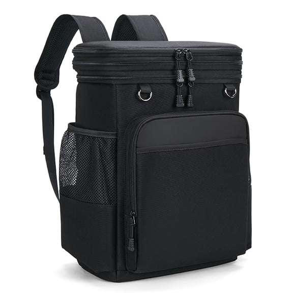 Holuxer Large Backpack Cooler for Men/Women, 30L Waterproof Leakproof Soft Cooler Backpacks, Expandable Lunch Back Pack, Heavy Duty Coolers Bags Rucksack, Portable Lunch Bag for Travel, Black