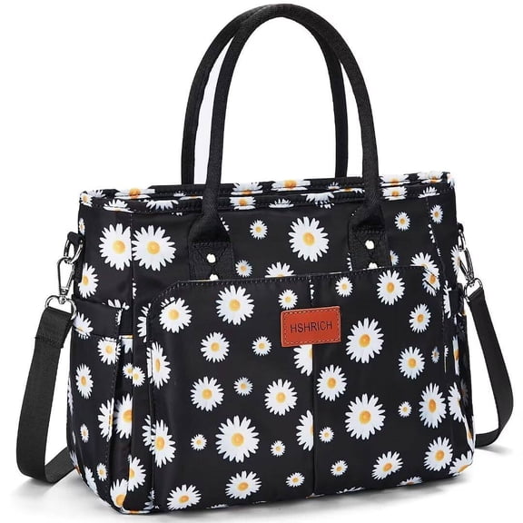 Holuxer Lunch Bag for Women, Insulated Lunchbox for Work, Large Leakproof Cooler Purse with Side Pockets & Removable Shoulder Strap Women's Lunch Tote Bag for Picnic Beach Cute Lunch Bags, Daisy