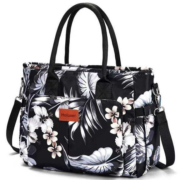 Holuxer Lunch Bags for Women, Insulated Lunch Box for Work, Large Leakproof Cooler Purse with Side Pockets & Removable Shoulder Strap Women's Lunch Tote Bag for Picnic Beach Cute Lunchbox Bag, Floral