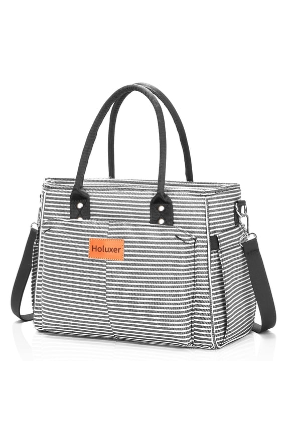 Lunch Box for Women Cute Insulated Lunch Bags, Large Leakproof Cooler Purse with Side Pockets & Removable Shoulder Strap Womens Lunch Tote Bag for Work Picnic Beach (Stripe)