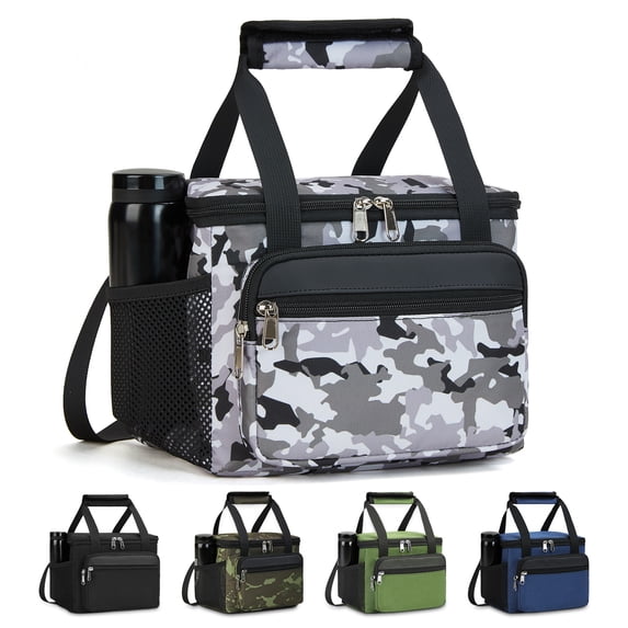 Holuxer Tactical Lunch Box for Men/Women, Insulated Lunch Bag for Woman Lunch Cooler Bags with Adjustable Shoulder Strap-Reusable Waterproof Leakproof Lunchbox for Work Picnic School, White-Camo