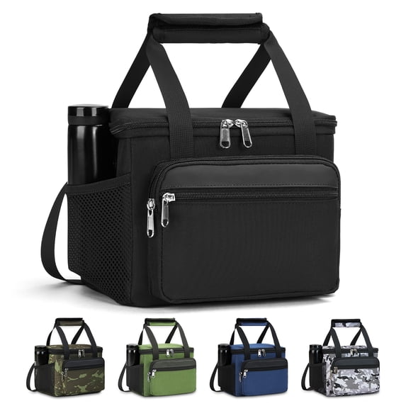 Holuxer Insulated Lunch Box for Men, Tactical Lunch bag for Women Lunch Cooler Bags with Adjustable Shoulder Strap - Reusable Waterproof Leakproof Large Lunchbox for Work Picnic School, Black